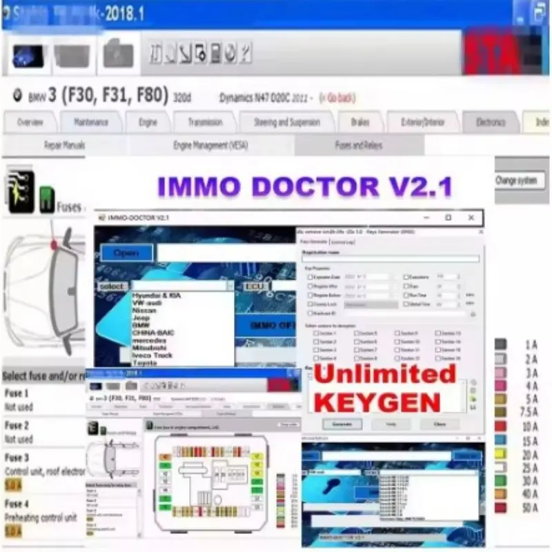 

New IMMO DOCTOR V2.1 2025 with unlimited KEYGEN, multi-brand Immo Off software and ECU chip adjustment for sim2k MT38 ME 17.9.2