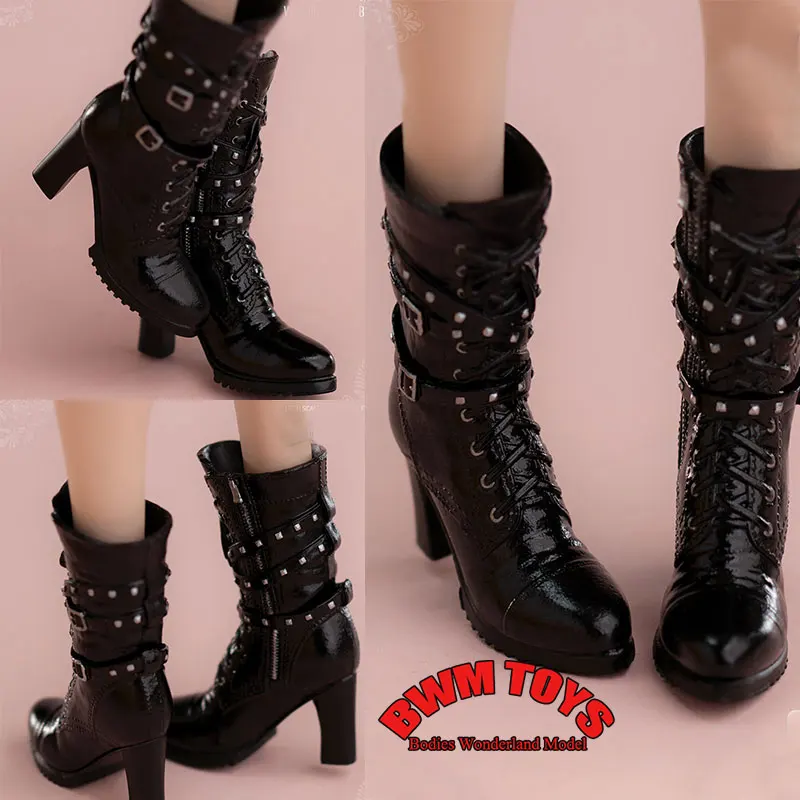 

In Stock Worldbox GS011 1/6 Scale Female Soldier Trendy Rivet Thick High-heeled Boots Model Shoes For 12inch Action Figure Doll