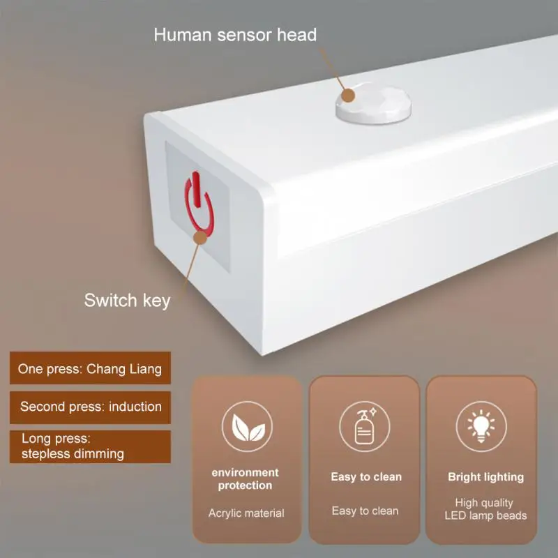 Wireless LED Night Light Motion Sensor USB Rechargeable For Kitchen Cabinet Night Light Wardrobe Desk Lamp Room Decor