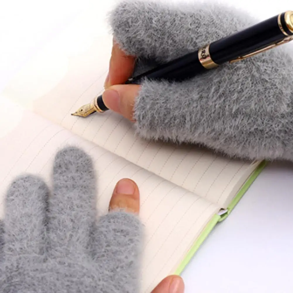 

Velvet Lined Cold-proof Gloves Women's Winter Gloves Thermal Plush Knitted Imitation Mink Fur Gloves for Cold for Winter