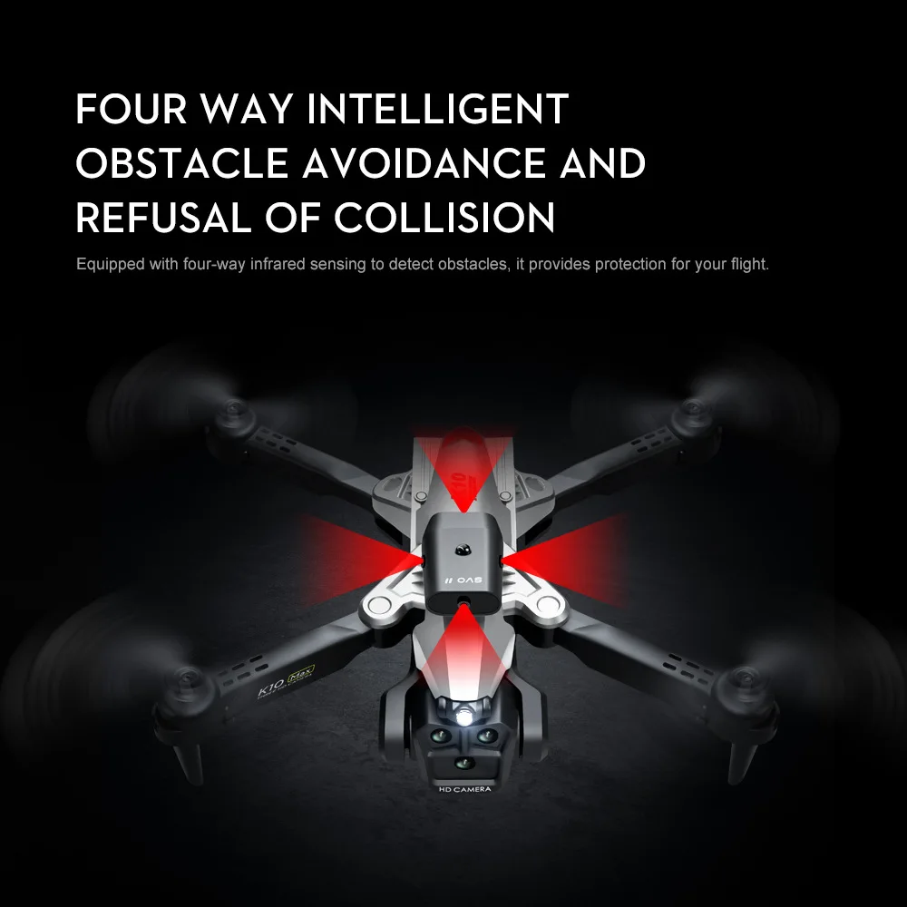 K10 MAX Drone 4K High-definition WiFi 3 Camera 4-way Obstacle Avoidance Optical Flow Positioning Foldable Quad Rotor Gift Toy