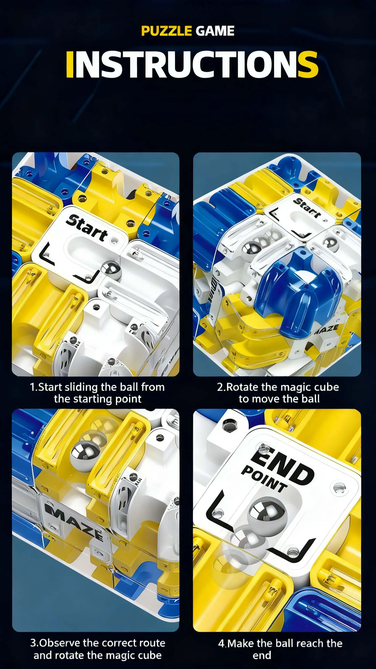 3D-Puzzle, kugelrollender Zauberwürfel, Labyrinth, Kinder, Labyrinth, Zappelspielzeug, logisches Denken, Stressabbau, pädagogisches Geburtstagsgeschenk – Detail 6