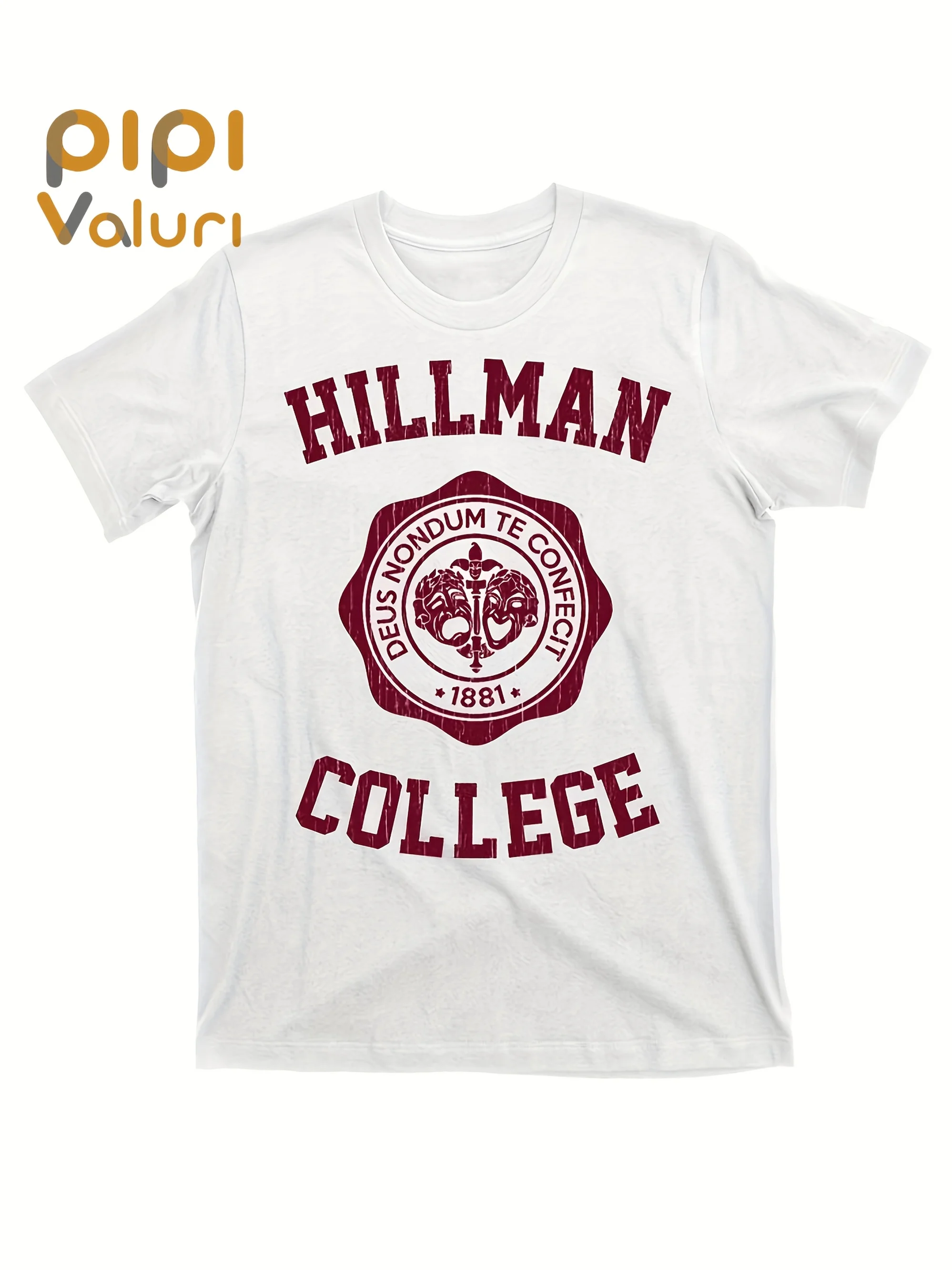 

1 шт. с круглым вырезом и принтом - [Hillman College Vintage 1881 Cool Design] белая футболка с коротким рукавом