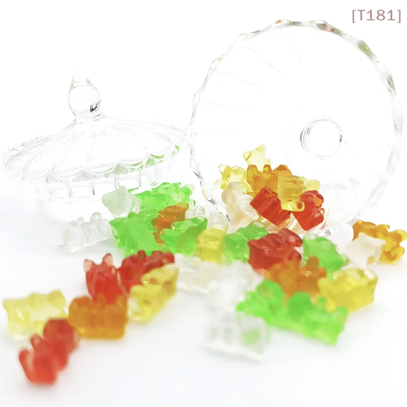 20 Piezas de Mini Adornos de Resina Coloridos en Forma de Oso para Manualidades DIY, Decoración de Casa de Muñecas y Dulces