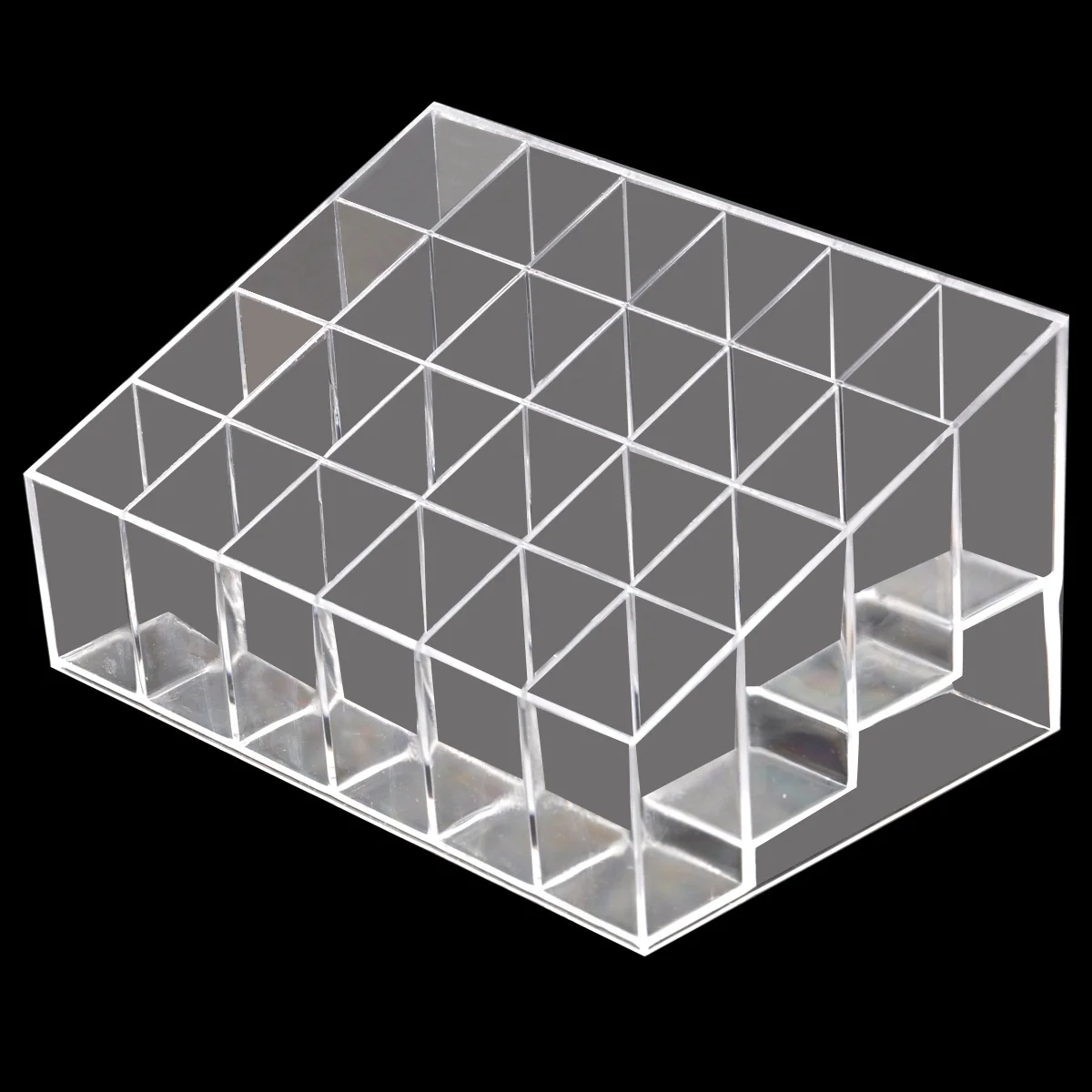 Clear Acrylic Trapezoid Makeup Organizer 145x95x73cm Lipstick Mascara Brush Storage Display Stand Lipstick Display Stand