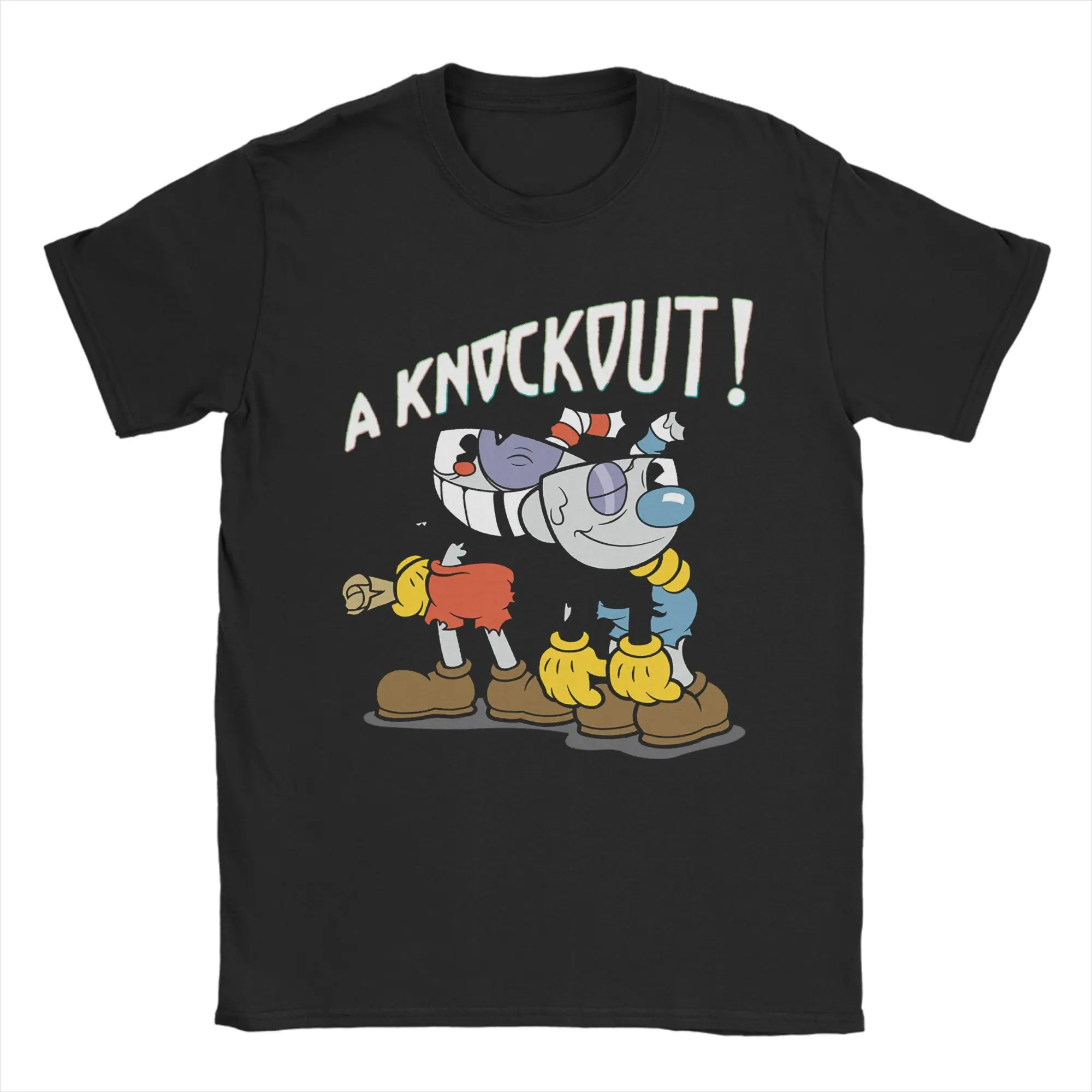 Knockout Cuphead Camiseta para hombre Camiseta informal Camisetas de manga corta con cuello redondo Ropa de verano de algodón