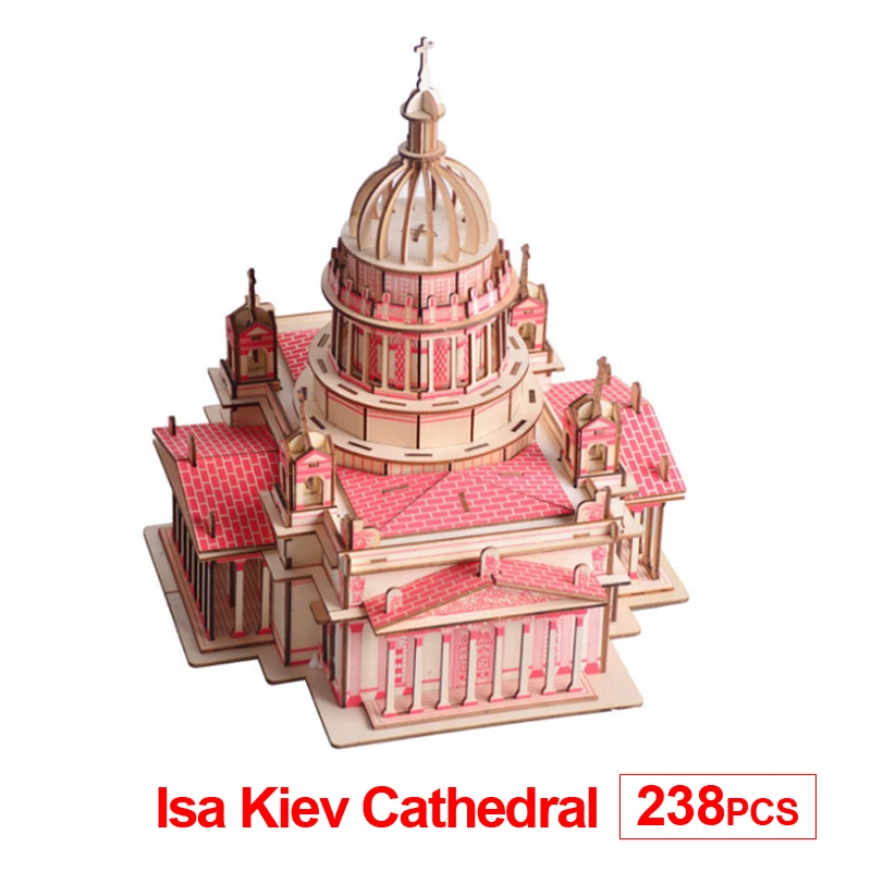 Diy Handmade Model Toy 3d Wooden Puzzle Isa Kiev Wooden Kit Puzzle Game Assemble Toy Gift For Kids Adult p47