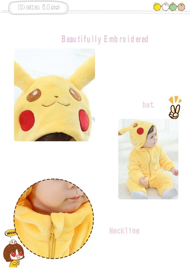 TAKARA TOMY Kigurumi Baby Romper Pika Onesie Cosplay Costume Halloween Christmas Pajama Winter Warm Homewear