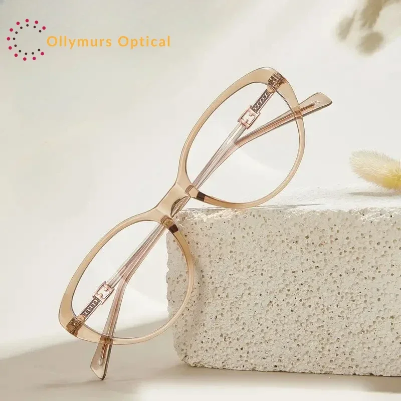 

Оправа для очков Ollymurs Cat Eye, линзы по рецепту, прозрачные стеклянные линзы, прозрачные очки TR90, женские очки для женщин