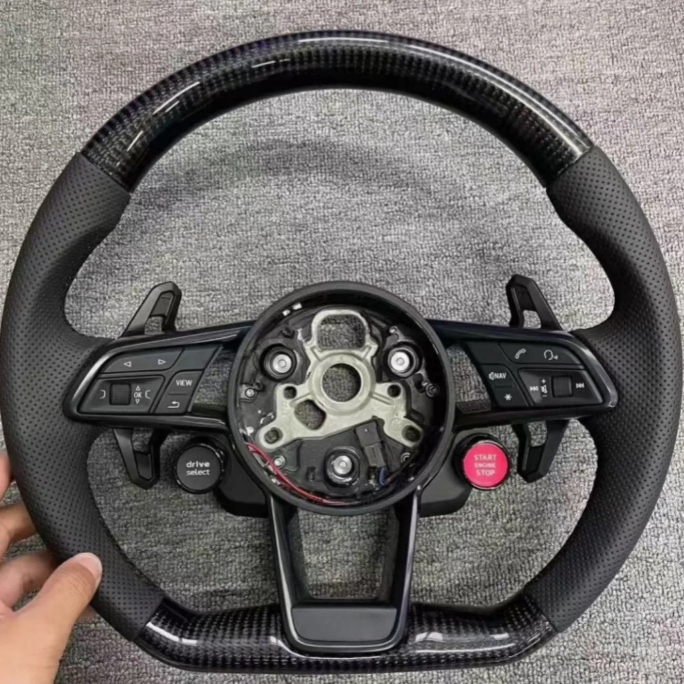 

Carbon Fiber Leather Sports Steering Wheel With Start Button for Audi R8 TT RS6 RS4 RSQ5 A4 B8 A6 C7 A7 A8 RS5 S3 SRS3