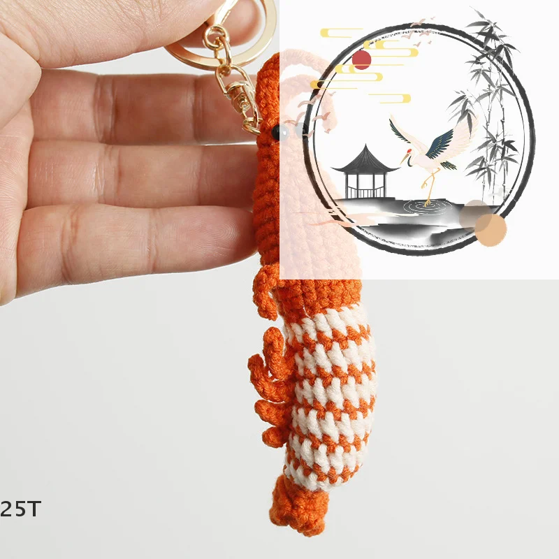 

Милая сумка с креветками, очаровательный брелок с героями мультфильмов, мини-вязаный автомобильный брелок ручной работы, креативная новинка, рюкзак, сумка, кулон, подарок