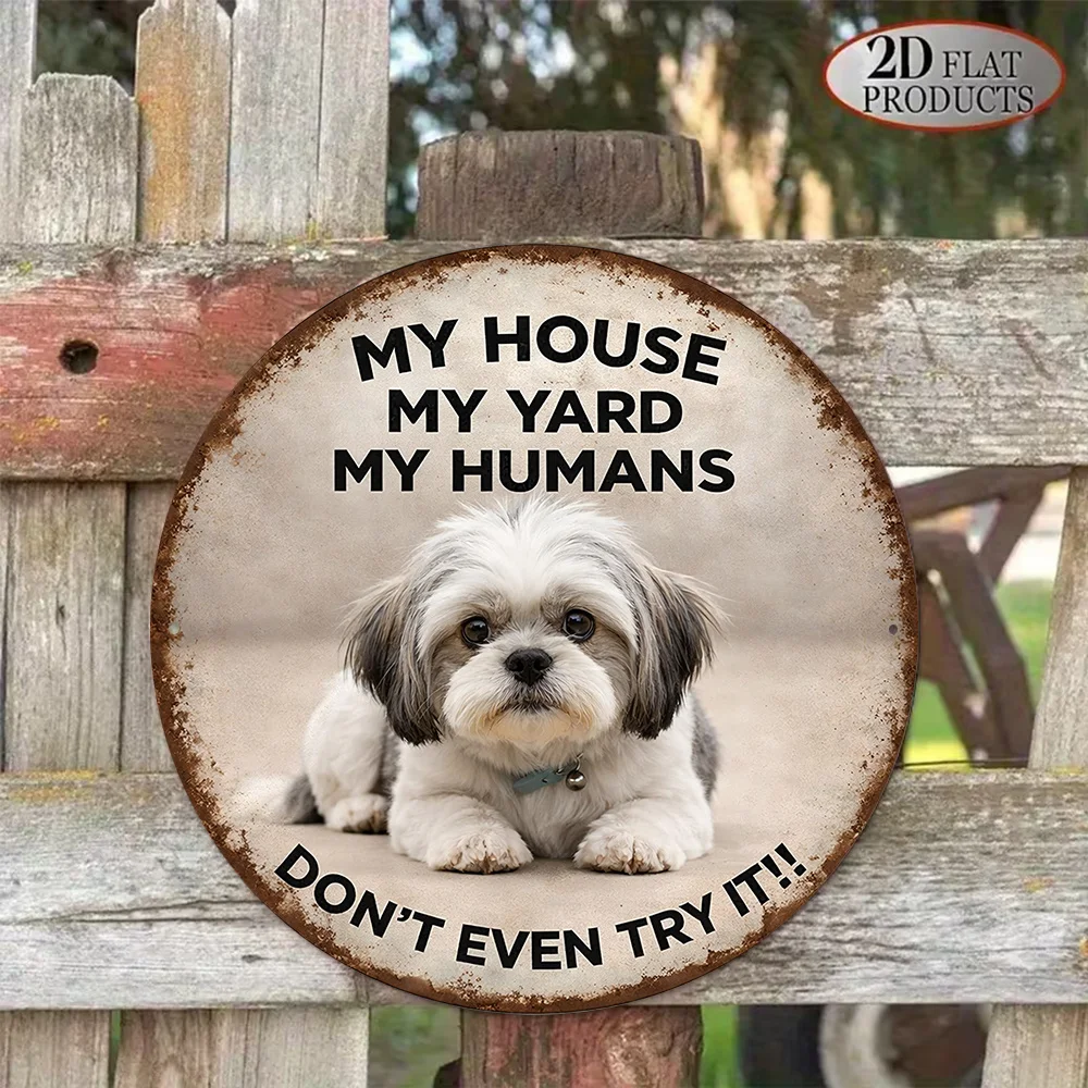 2D Flat, 2DFLAT 1pc 8x8in/20x20cm 2D Flat Round Sign, Vintage Plaque Featuring a 