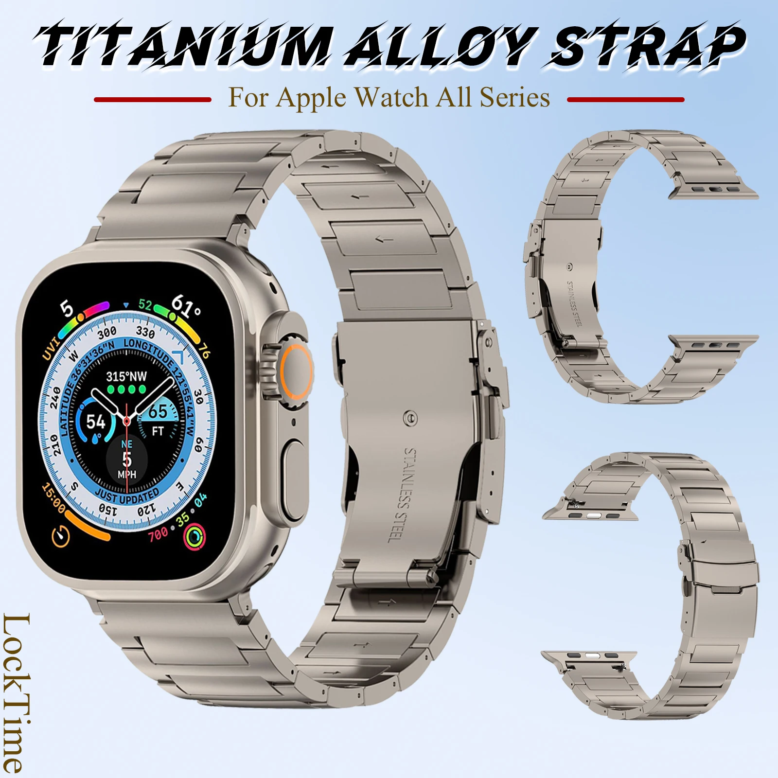 

Ultra Titanium Strap For Apple Watch Band 49mm Series 9 8 7 45mm Luxury Business Band For iWatch 6 5 4 44mm 42mm Metal Bracelet