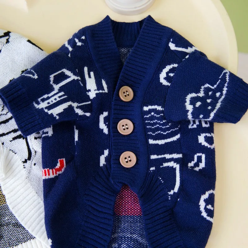Cute Elephant Pet Sweater Dog Handsome Clothes Teddy Bichon Winter Small Dog Warm Cardigan Pet Cartoon Clothing