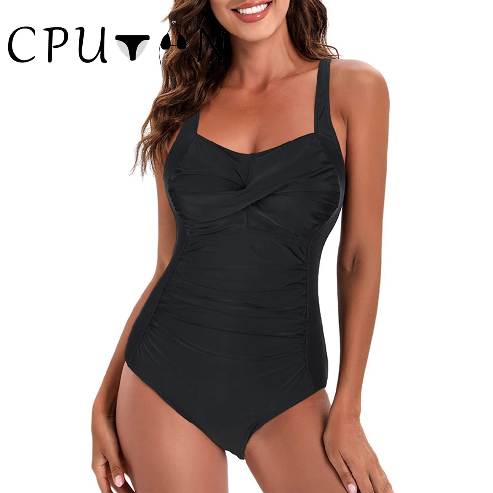 

CPUTAN 2024 сексуальный купальник с рюшами для контроля живота Цельный комплект бикини женский купальник бикини купальник однотонная женская пляжная одежда