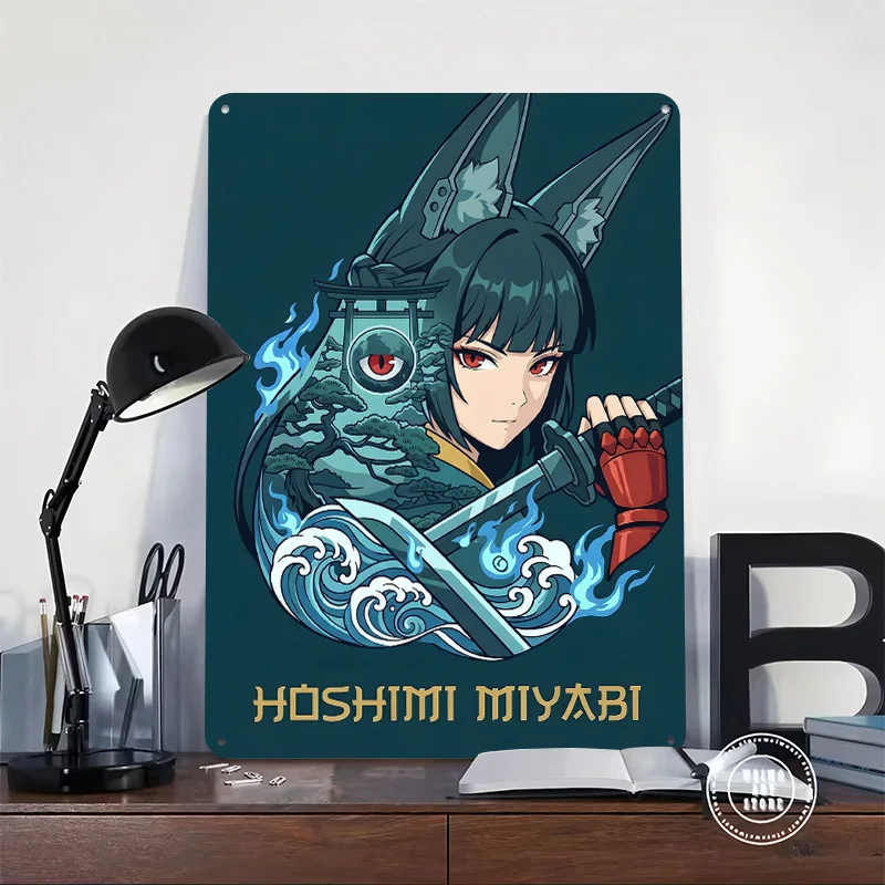 Zenless Zone Zero Hoshimi Miyabi 3D Texture Metal Poster Customized Wall Art Tin Sign Gift for Mancave Room Decor Wand Deko Home