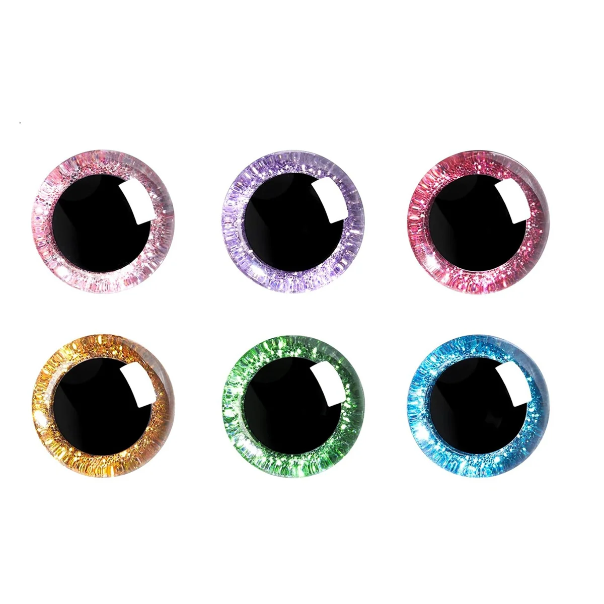 120 Pcs 18mm 3D Glitter Plastic Safety Eyes Round Craft Crochet Doll Eyes with Washers Stuffed Animal Eyes for DIY