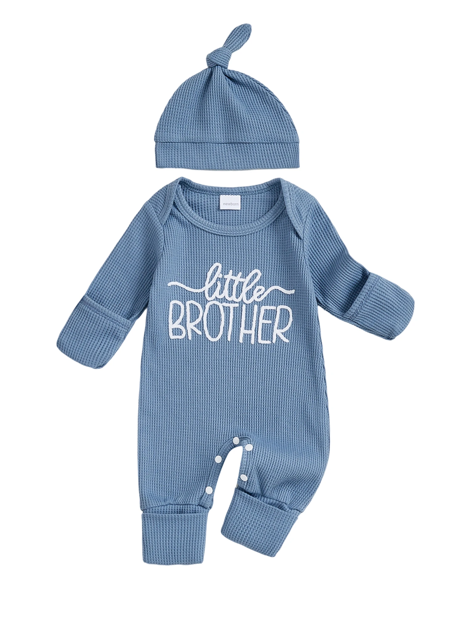 

Комбинезон и шапочка для мальчика с длинными рукавами и вышитыми буквами — очаровательный наряд для новорожденного для вашего малыша