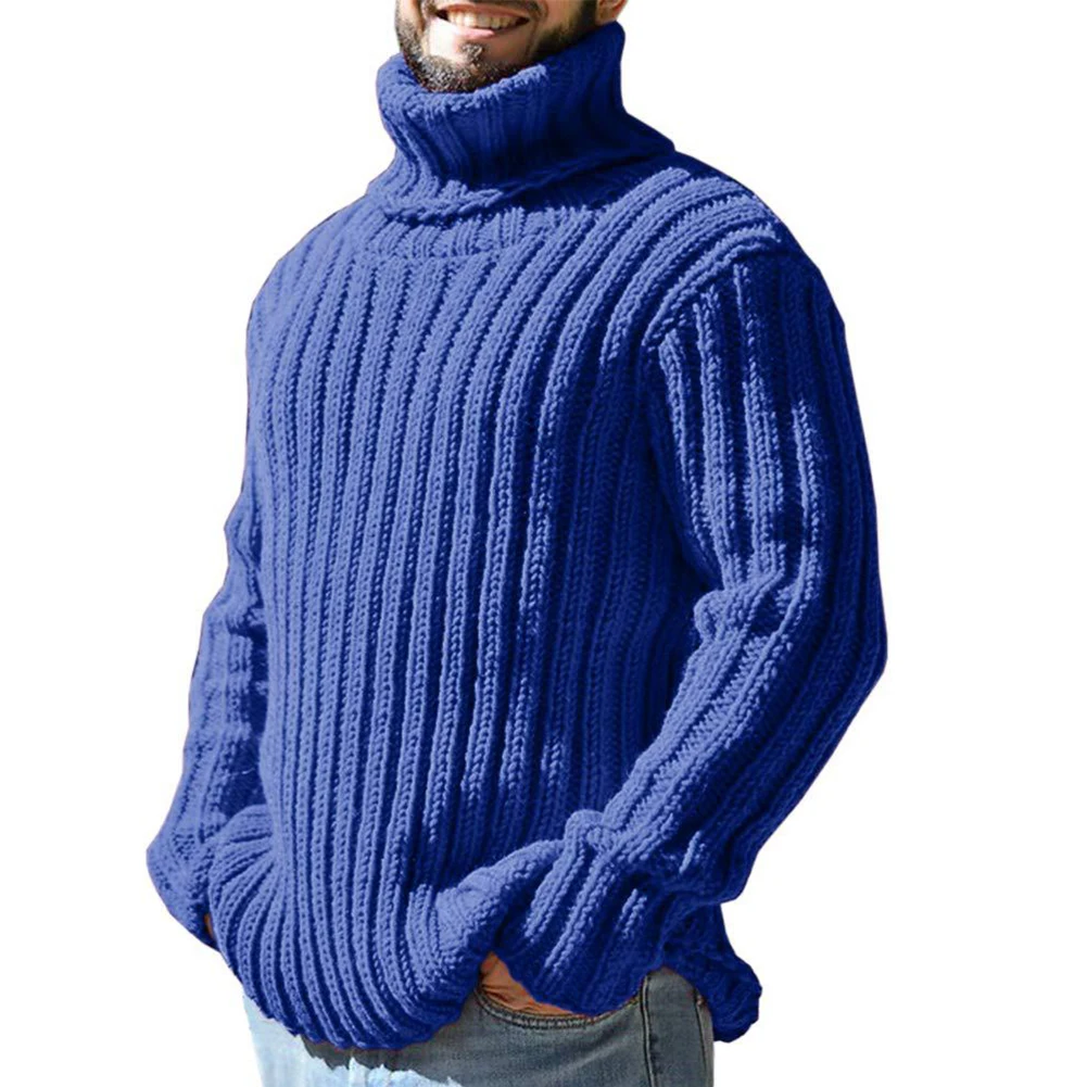 

Elevate Your Style with This Men's Solid Color Turtleneck Sweater Long Sleeve Knitwear Top Suitable for Any Season