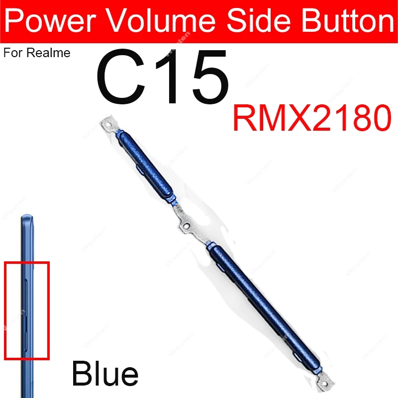 For Realme C11 C12 C15 C17 On OFF Button Power Volume Up Down Side Key Replacement Parts