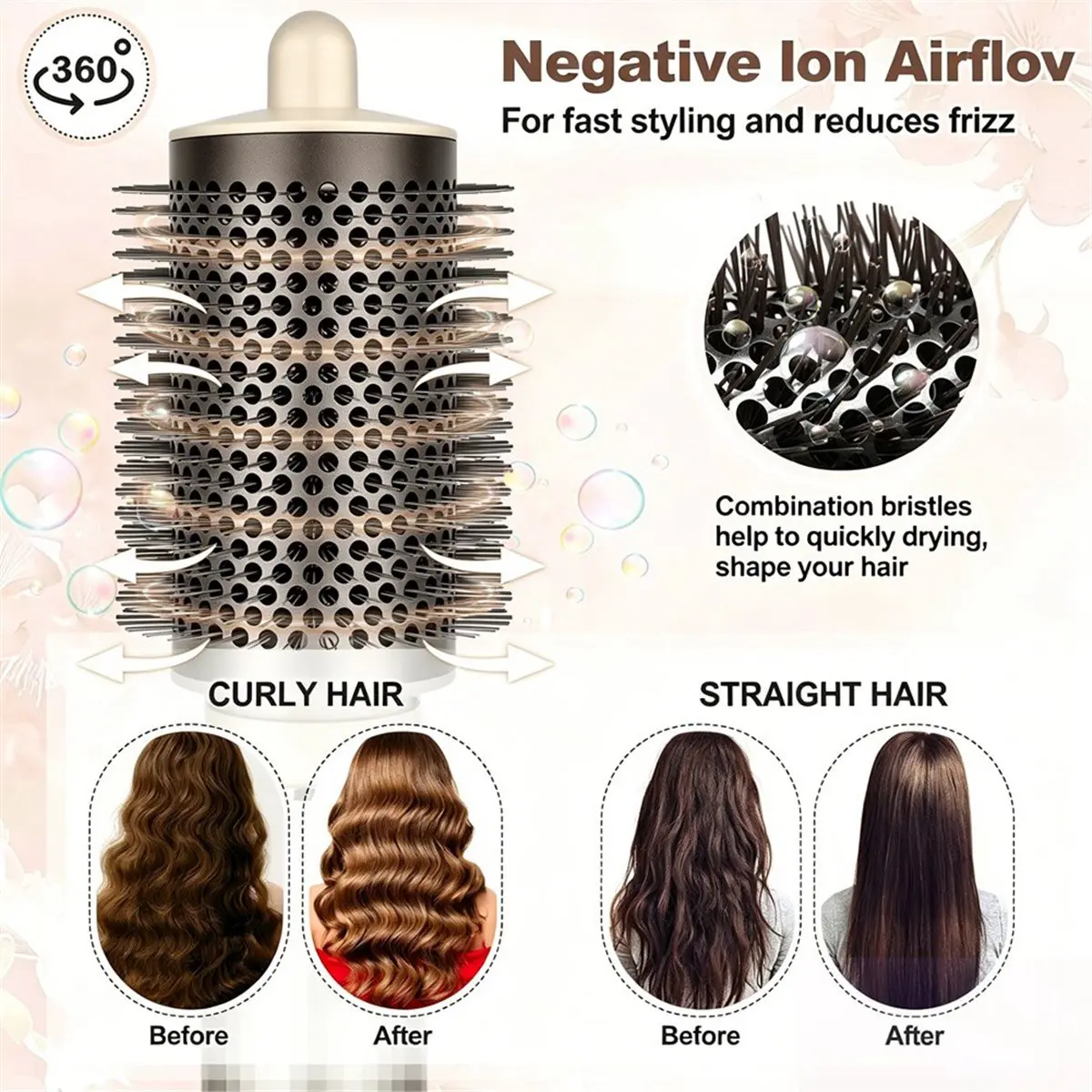 [HIHI] Round Brush Attachment Long Hair Curling Barrels for FlexStyle HD400 for Straight Wavy Curly and Coily Hair 55MM