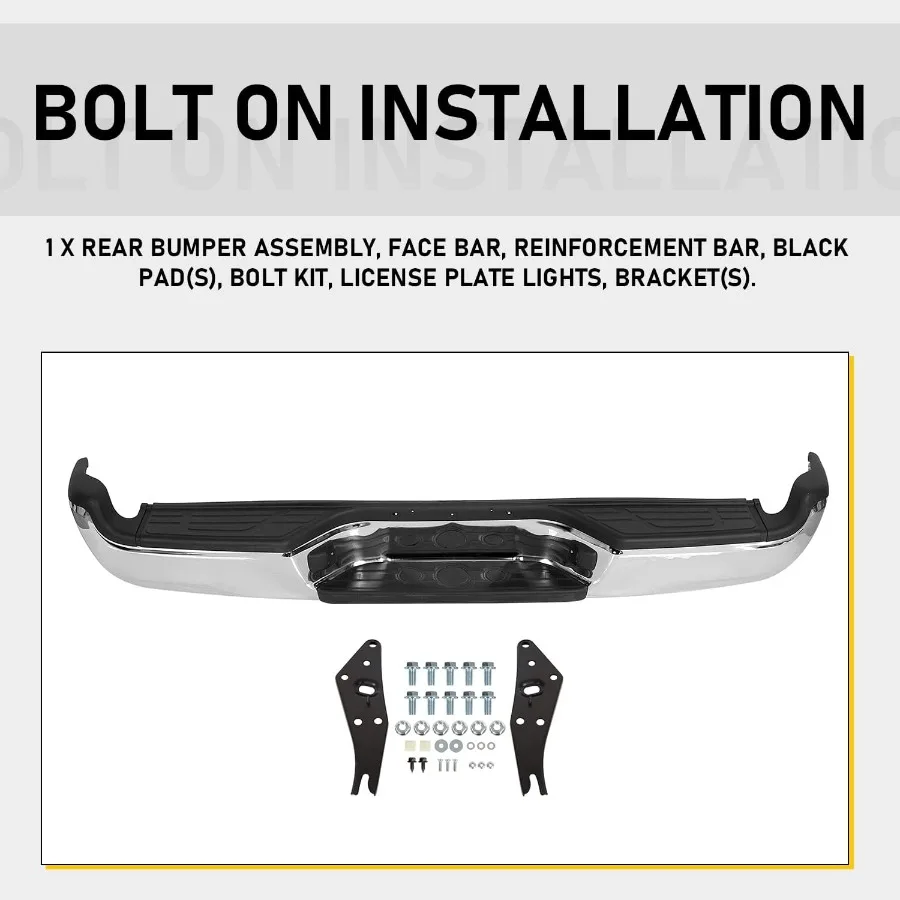 Rear Bumper Compatible With 20052015 Toyota Tacoma TO1103113 Bumper Assembly With Pads Brackets and License Plate Lights Steel