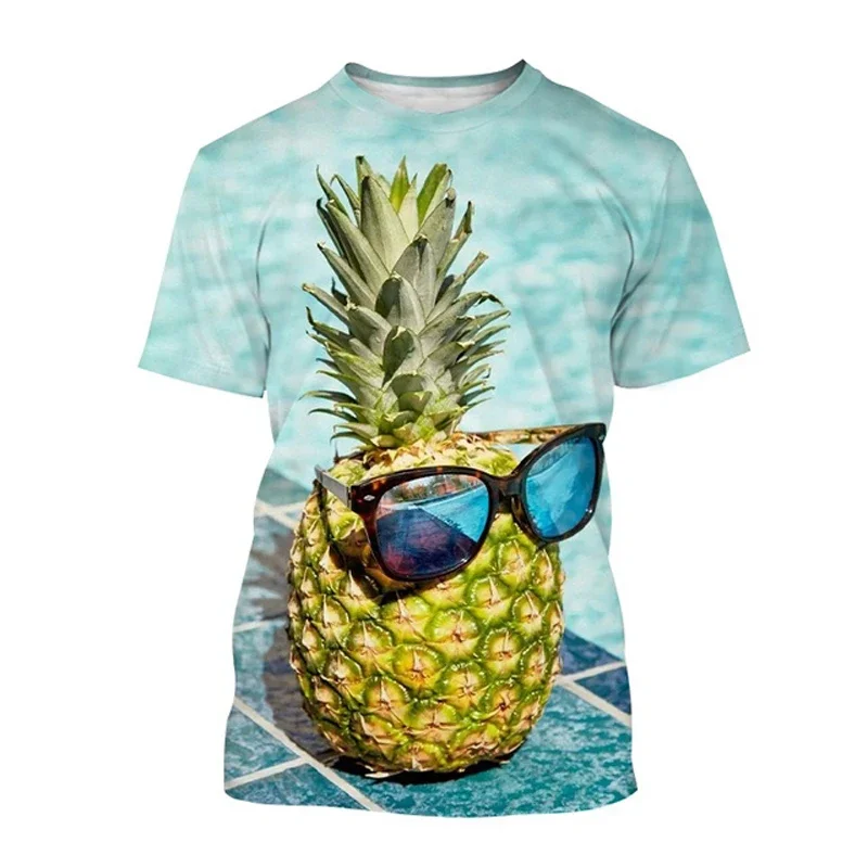 

Funny Fruit Pineapple Pattern Men's Children's T-shirt Hip Hop Personality Street Style 3d Print Round Neck Short Sleeve Summer