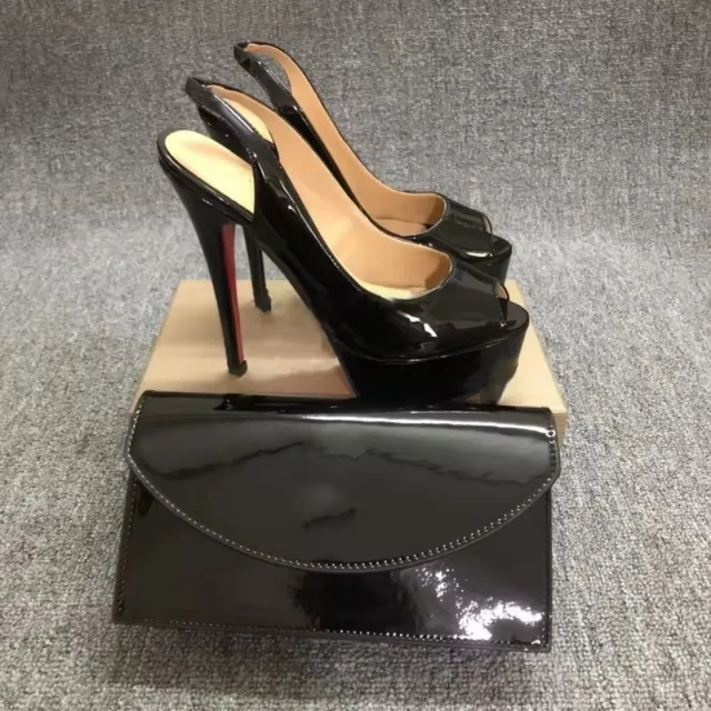 Chaussures à talons aiguilles pour femmes, sandales à talons hauts fins avec mini sac à moraillon pour dames et filles, ensemble de sacs, haute qualité