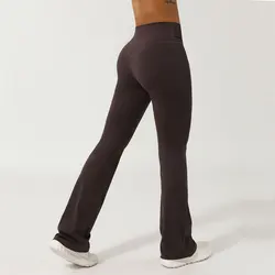 Damskie sportowe legginsy Fitness z wysokim stanem spodnie do jogi treningowe do biegania na siłowni szybkoschnące legginsy damskie rozkloszowane spodnie