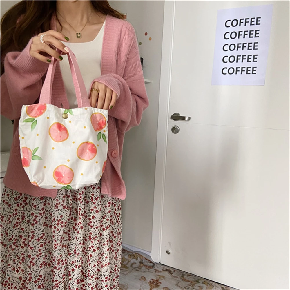 Small Fresh Portable Lunch Bag Female Mini Hand Carry Cloth Bag Leisure All-Match Handbag Environmental Shopping Bag Casual Tote