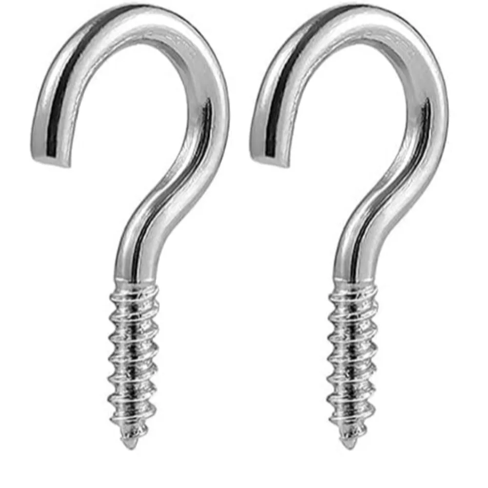 2Pcs M3 Eye Screws Hooks Self-Tapping Ceiling Hooks Metal Cup Hooks for Plant Bracket,Wind Chimes Stainless Steel