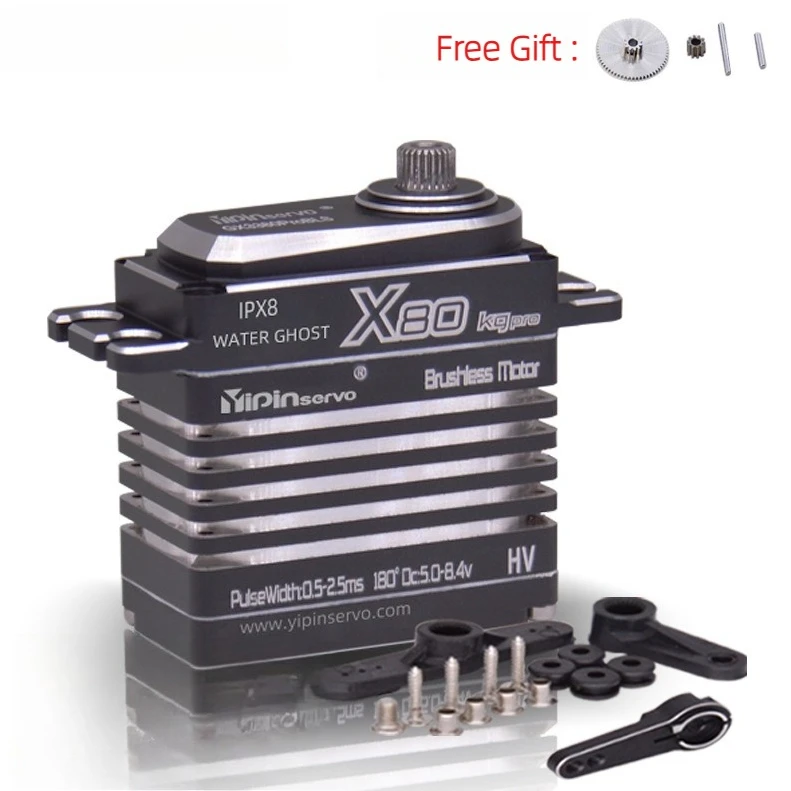 SkyDElYIPIN X80KG Pro Brushless Digital Servo Waterproof for 1/8 RC Crawler Truck Robot Arm DIY