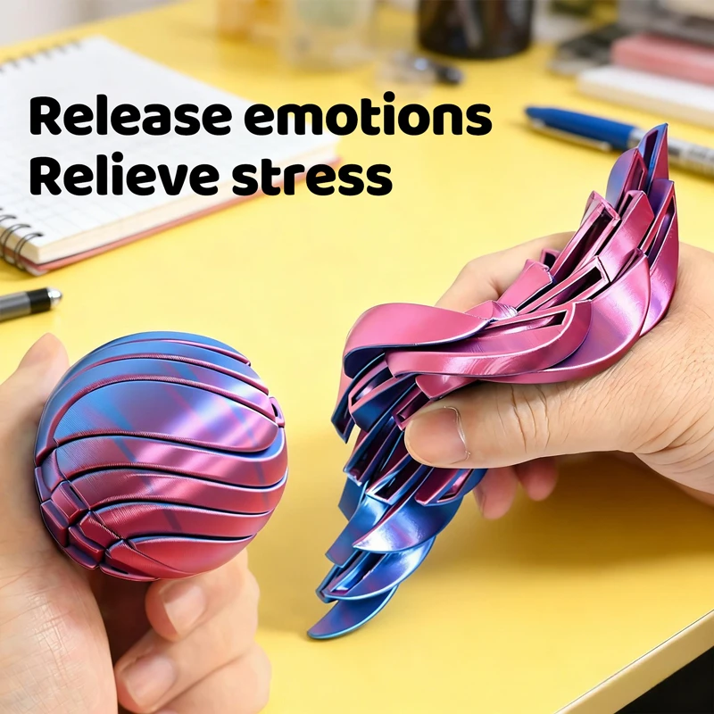 3D Printed Twist Sphere Fidget Ball Gradient Liquid Flow Rotating Gear Fidget Toy Stress Anxiety Relief Sensory Toy for Adults image 4