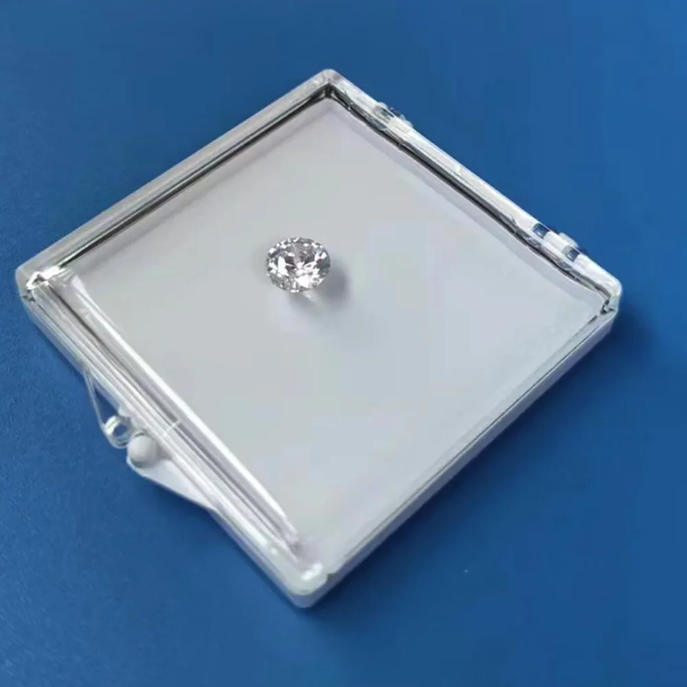 Transparent Stone Storage Box Gems GIA Jewelry Display Organizer Gemstone CVD IGI Gift Packaging Box Loose Diamond Showcase Tray