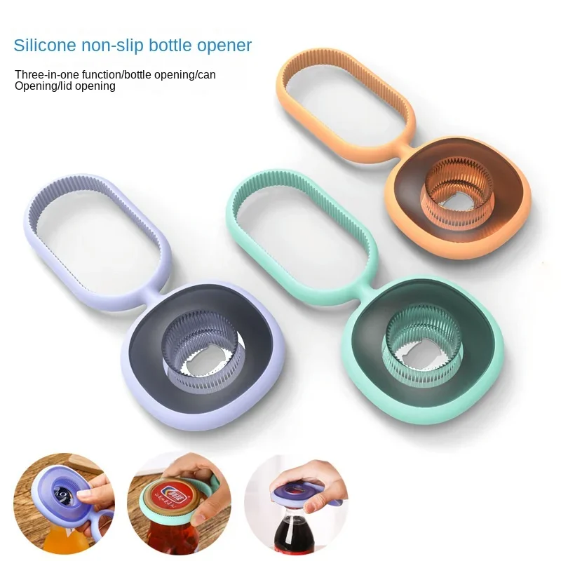 

Wholesale Can Opener Cap Opener Three-in-one Bottle Opener Hand-pressed Silicone Portable Beer Red Wine Beverage Screwdriver