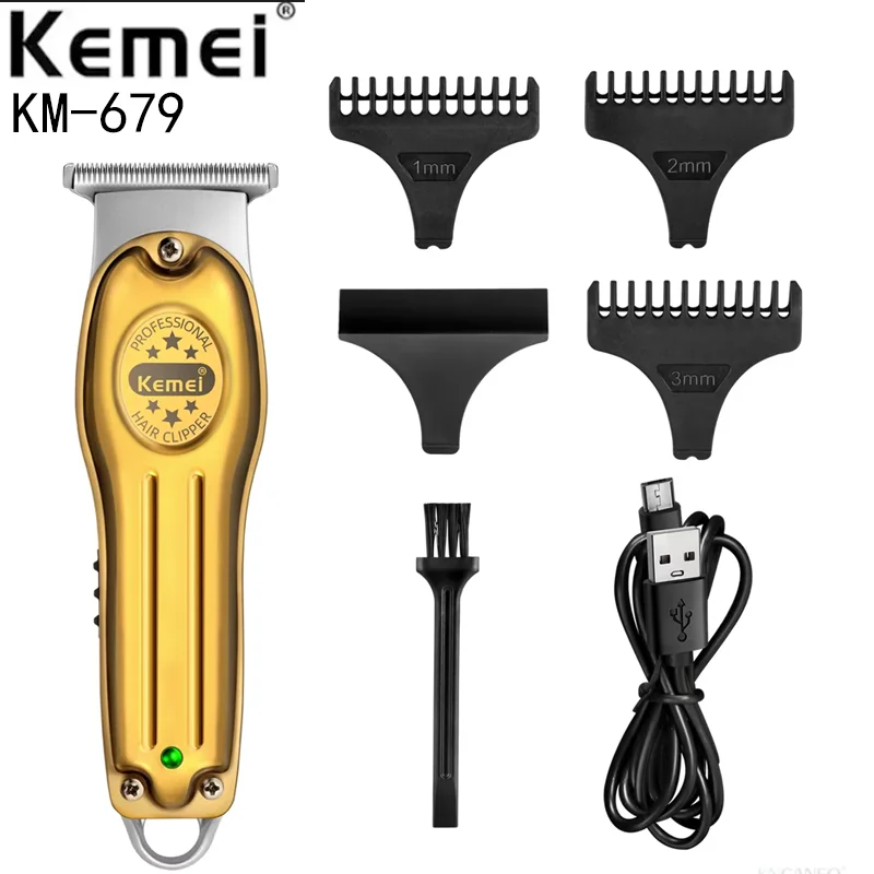 Kemei Professional Hair Trimmer Electric Hair Clipper Men's Rechargeable Barber Cordless Hair Cutting Machine for Bareheaded