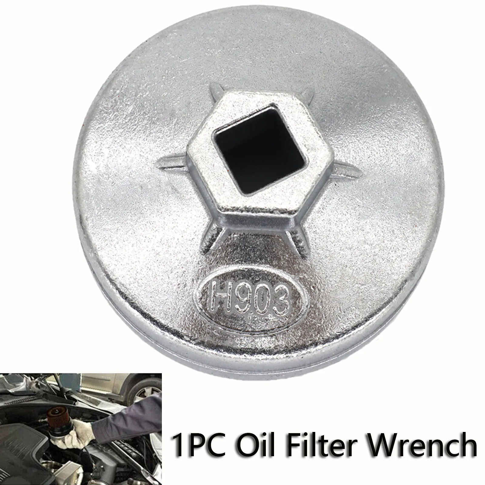 1 llave de filtro de aceite de coche, aleación de aluminio, 74mm x 14 flauta, herramienta de extracción de plata para Toyota, Mercedes, VW, Audi, accesorios de herramientas manuales para coche