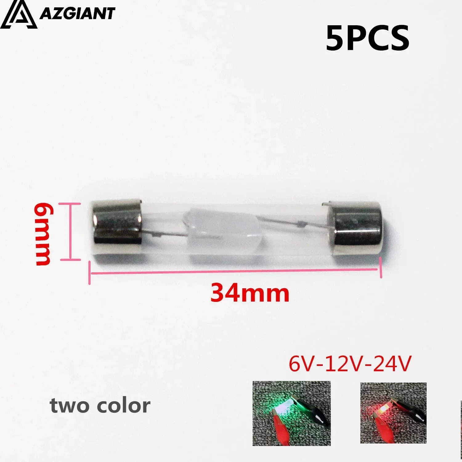 5pcs/lot 6*34mm 6.2*25.5mm bulb for Car Circuit DC Tester 6V 12V 24V Voltage Auto Vehicle Gauge Test Light Measuring Pen