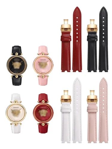 Adecuado para Versace PALAZZO correa de reloj Medusa VECQ00218 518 318 correa de reloj de cuero genuino con muescas para mujer 18mm