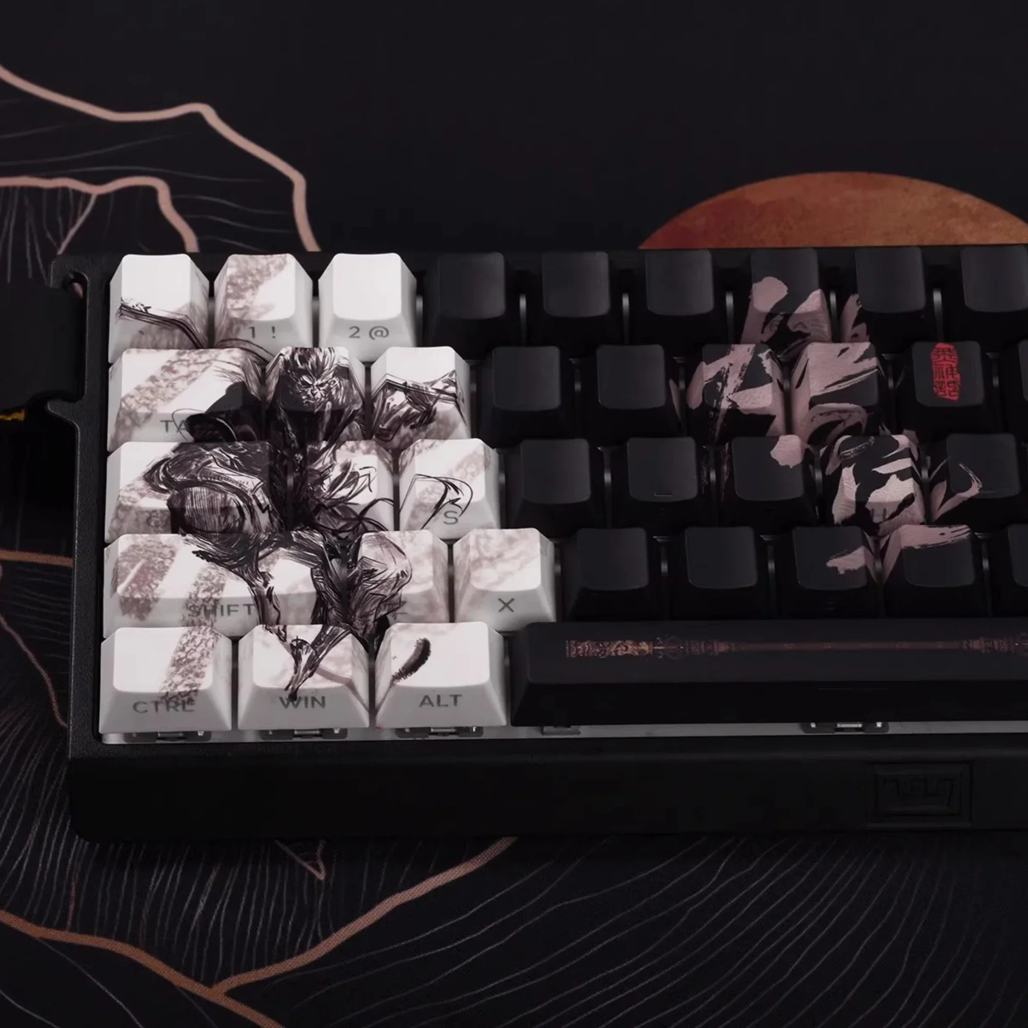 

Black Myth: Wukong Keycaps Set 130keys Custom Black Anime Artisan Keycaps Translucent Point Key Caps Mechanical Keyboard Gamer