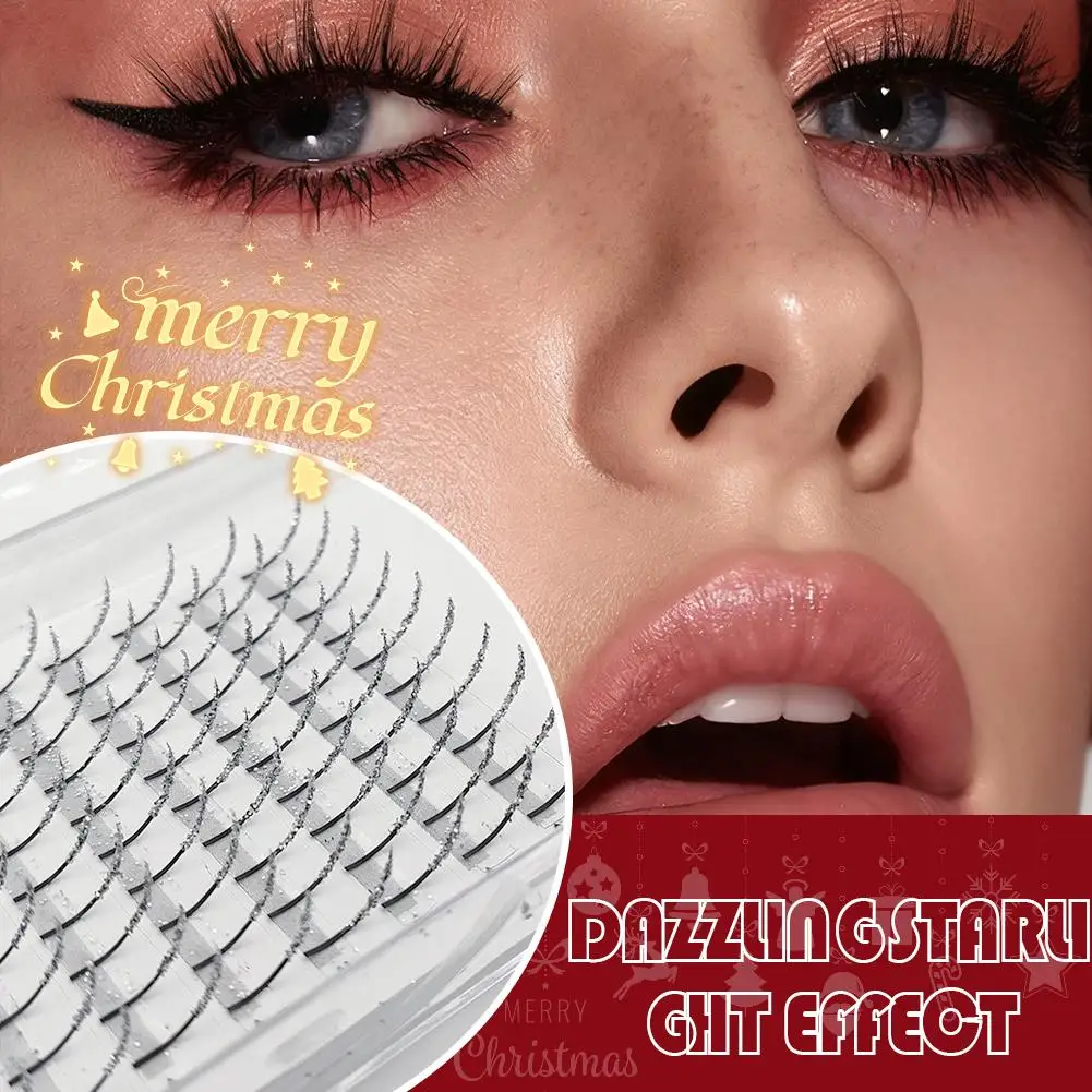 9–14 mm Weihnachts-Silber-Glitzer, falsche Wimpern, Diamant-Fee-Pfropfen, Silberpulver, einzelner Haarglitter, 120 Stück