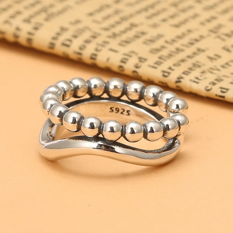 Irregular ball girl ins style ring all-matching graceful index finger ring Sterling Silver 925 ladies Korean ring personality