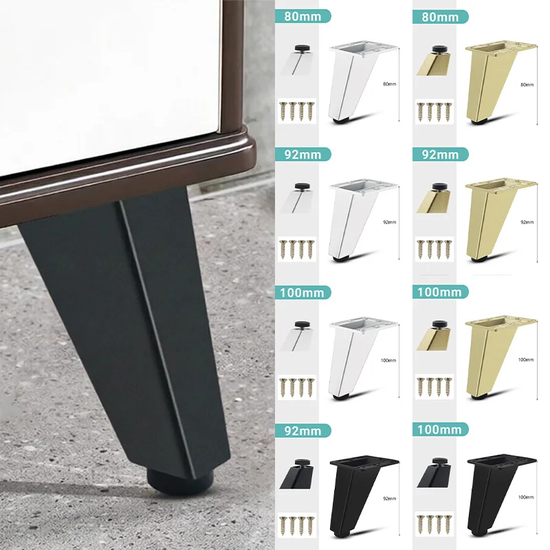 4Pcs/set Furniture Legs Pads Aluminum Alloy Sofa Bed Feet Heavy Duty Solid Square Sloping Table Cabinet Replacement