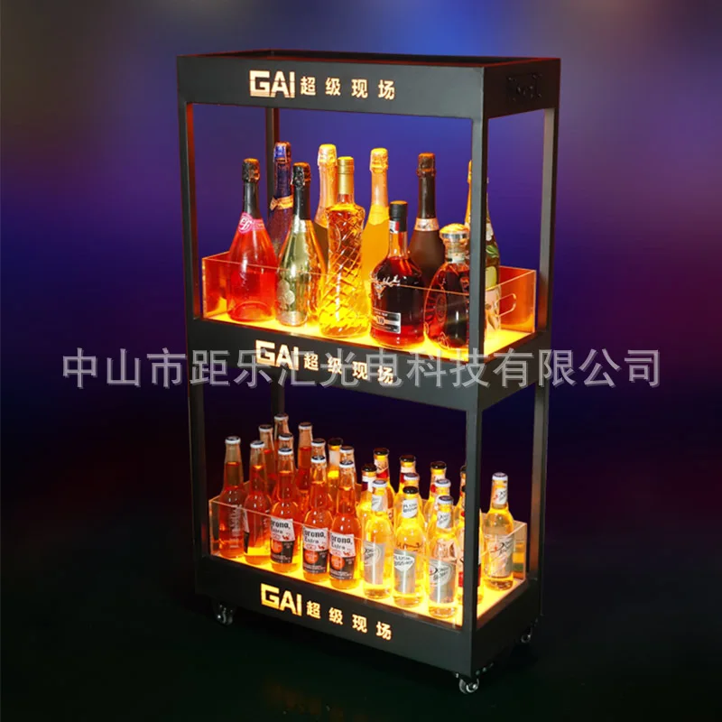 

Барная светодиодная светящаяся лопата, витрина, креативный двухслойный мобильный шкаф, может пиво, газированное вино, винный шкаф Baijiu