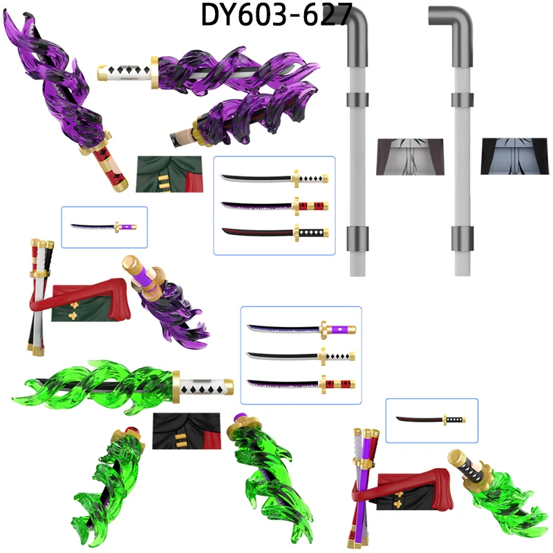 The Action Figures Knife Stick Weapons Pants Hair Parts Model Blocks MOC Bricks Set Gifts Toys For Children KT1013