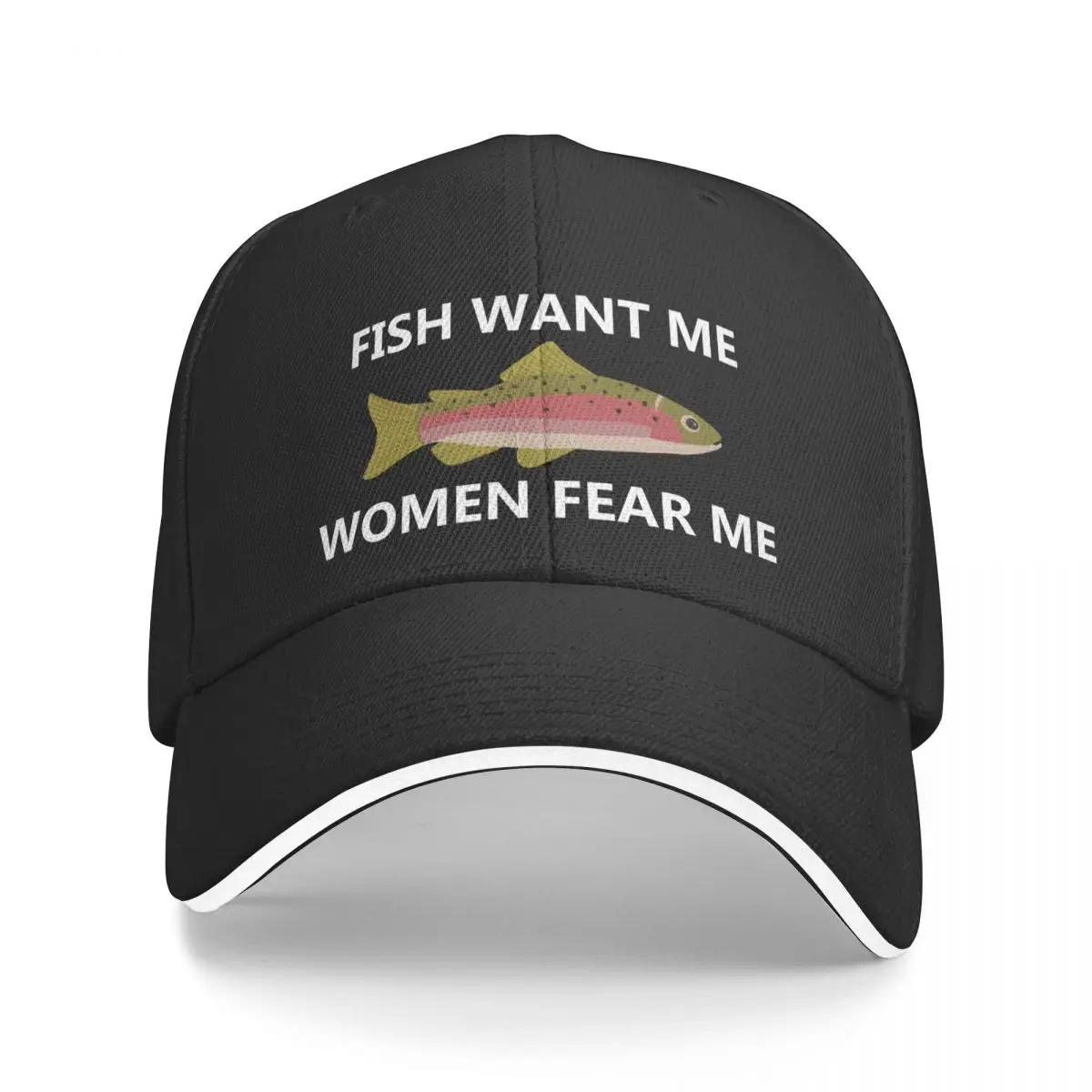 Fish Want Me, Women Fear Me (White) Baseball Cap Ball Cap Snapback Cap Vintage Kids Hat Men's Caps Women's