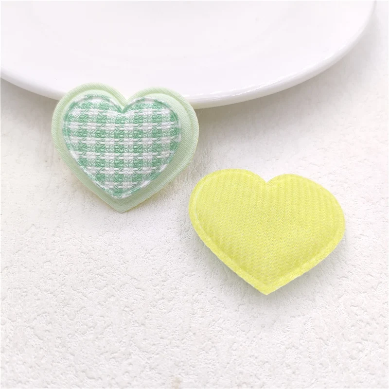 40 pz/lotto 4*3.5CM Lattice Appliques imbottite a cuore a due strati per bambini fatti a mano fai da te copricapo accessori per abbigliamento toppe