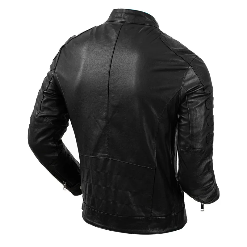 New locomotive short sheepskin plant-mixed leather jacket men's youth slim-fitting stand-up collar jacket motorcycle jacket