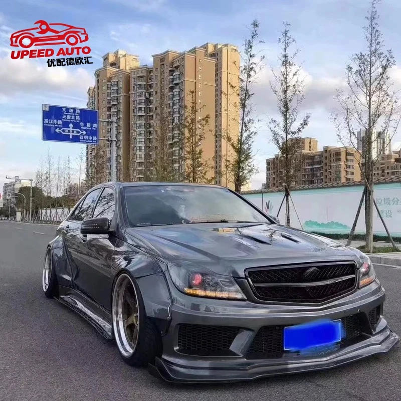 Suitable for Runde Mercedes-Benz C-CLASS W204 C63 AMG Upgrade Robot Style Body Kit Front Bumper Rear Diffuser Side Skirt