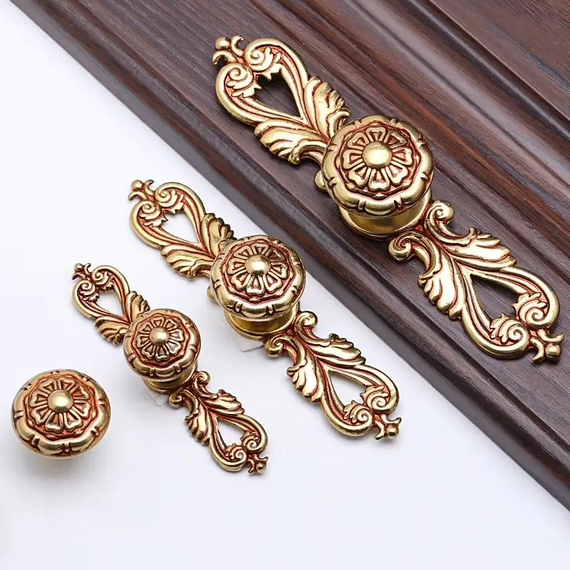 Classic 10PCS Solid Brass Antique Furniture Pulls Handle Drawer Knobs Cupboard Wardrobe Kitchen Shoe TV Wine Cabinet Pulls Knobs